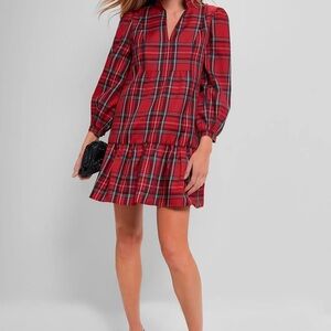 Tuckernuck Red Plaid Long Sleeve Dress